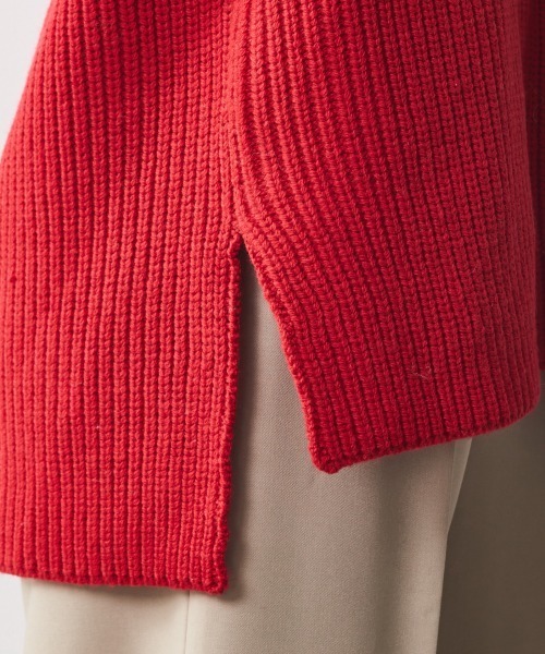 「CHIC STYLE」 長袖ニット 3L レッド レディース_画像4