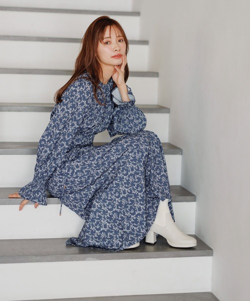 「mysty woman」 長袖ワンピース FREE アイボリー レディース_画像2