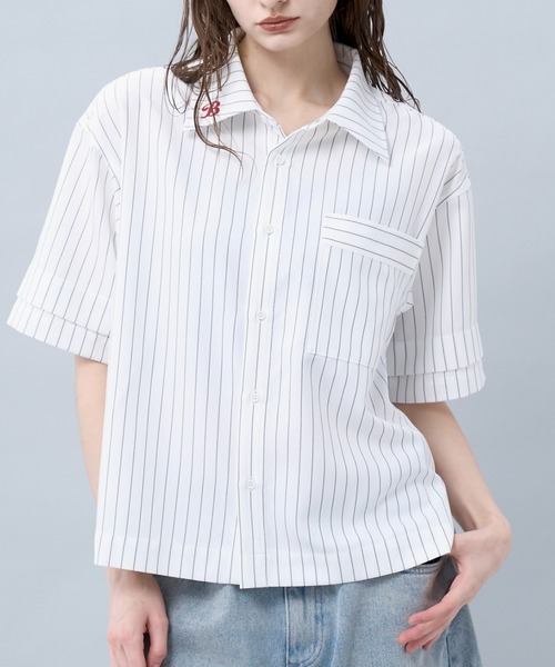 BENUA シャツ Striped short sleeve shirt 一 ストライプ半袖シャツ