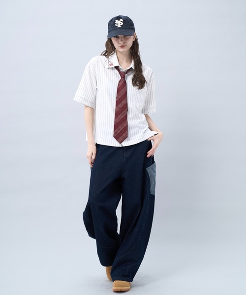 BENUA シャツ 半袖 Striped short sleeve shirt 一 ストライプ半袖
