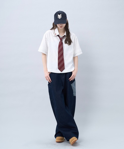 BENUA シャツ 半袖 Striped short sleeve shirt 一 ストライプ半袖