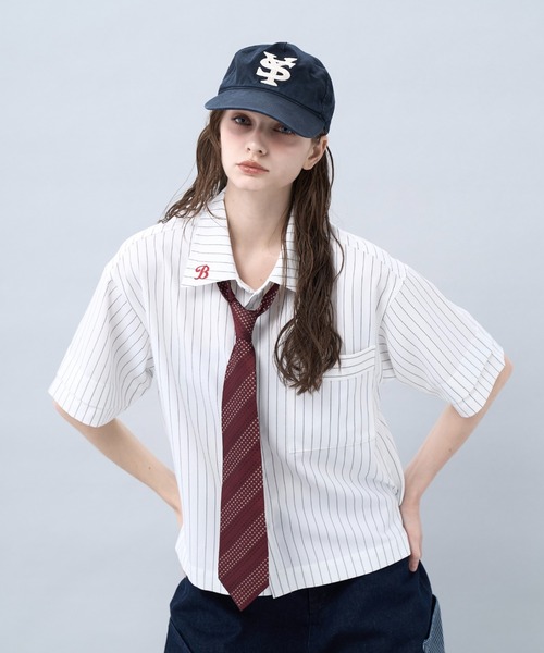 Stureme 半袖シャツ L BENUA シャツ 半袖 Striped short sleeve shirt 一 ストライプ半袖
