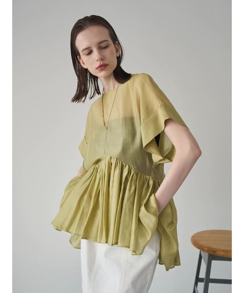 Liten Soufflé Peplum BL ブラウス ELENDEEK（エレンディーク） ブラウス シャツ 半袖 ROLL UP PEPLUM BL
