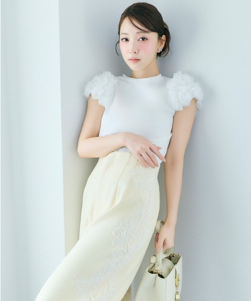 CELFORD（セルフォード） tシャツ 「洗える」チュールスリーブカット