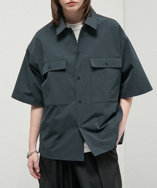 シャツ 半袖 「Alfred Alex」Textured Utility Military Shirt