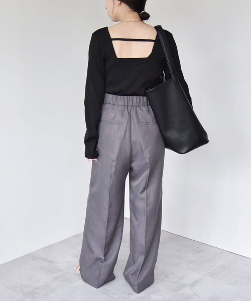 「quaranciel」 スラックス 36 チャコールグレー レディース_画像9