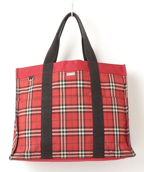 美品。BURBERRY バーバリー レザー&ノヴァチェック柄 トートバッグ BURBERRY（バーバリー） ノバチェック柄 トートバッグ - レッド