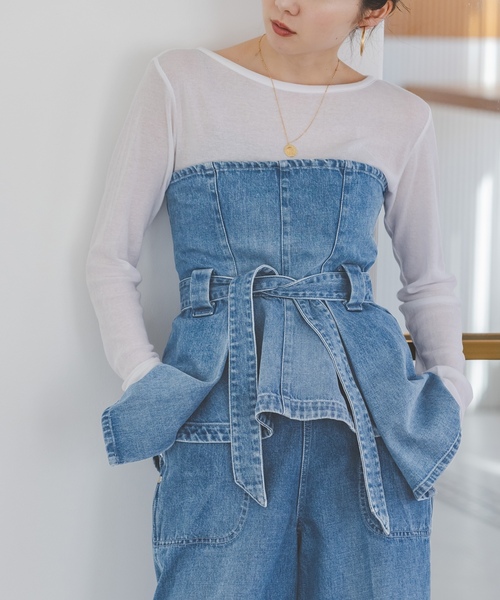 「SERGE de bleu」 ベアトップ 38 ブルー レディース_画像2