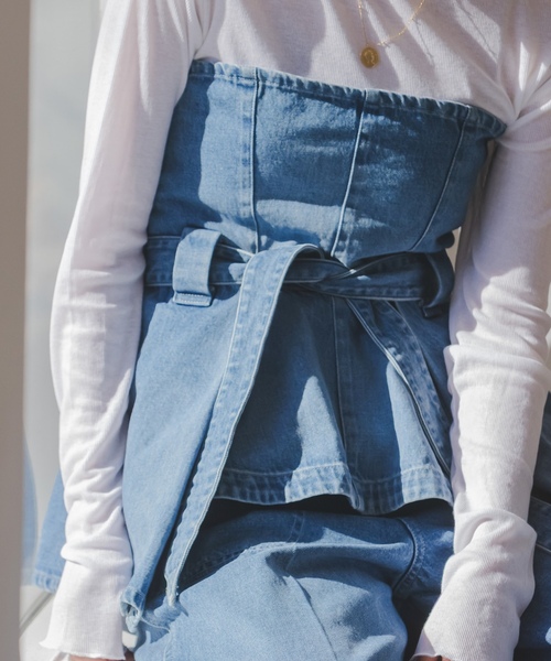 「SERGE de bleu」 ベアトップ 38 ブルー レディース_画像3