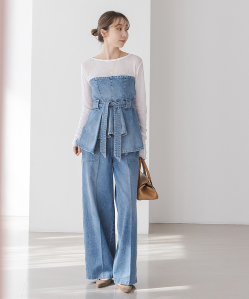 「SERGE de bleu」 ベアトップ 38 ブルー レディース_画像5