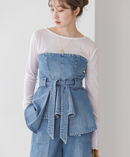 「SERGE de bleu」 ベアトップ 38 ブルー レディース_画像7