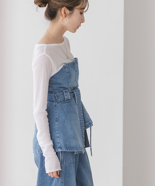 「SERGE de bleu」 ベアトップ 38 ブルー レディース_画像8