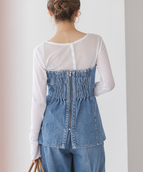 「SERGE de bleu」 ベアトップ 38 ブルー レディース_画像9