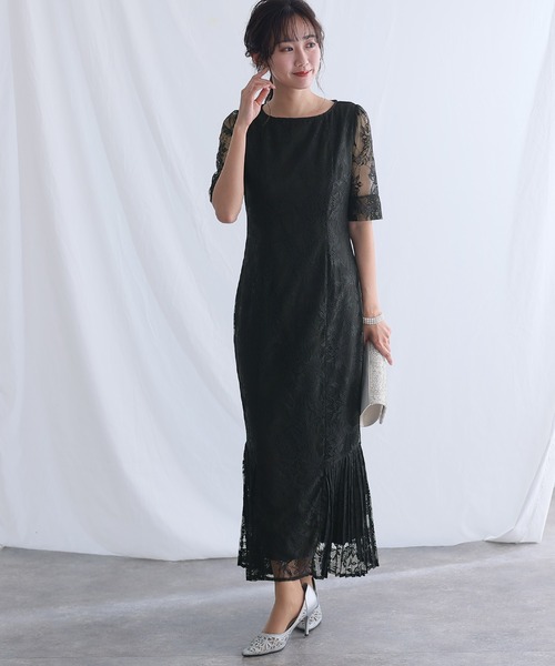 「PourVous」 半袖ワンピース M ブラック レディース_画像5