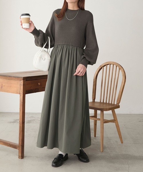 「BONLECILL」 ドッキングワンピース M チャコールグレー レディース_画像2