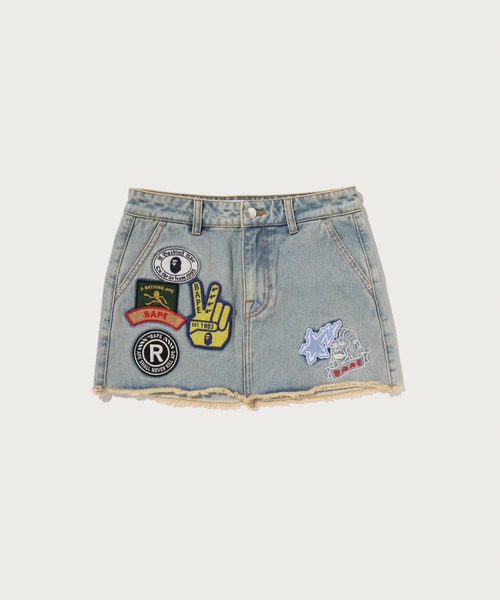 A BATHING APE（アベイシングエイプ） デニムスカート MULTI LOGO