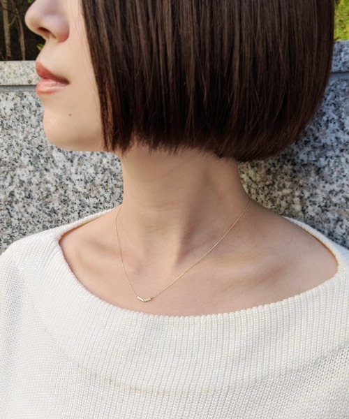 TAKE-UP ネックレス K10V字ダイヤモンド3石 ネックレス( YG