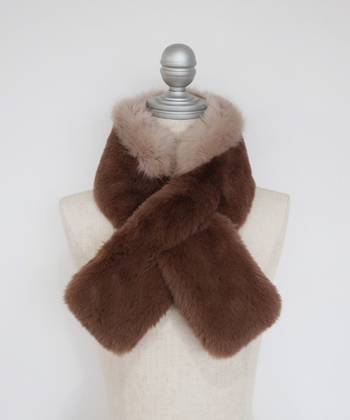 AVALON マフラー ストール 衿風エコファーティペット レディース