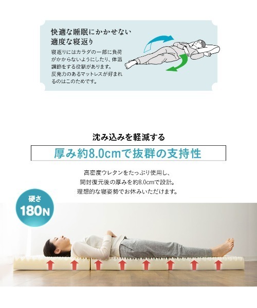 ベッド 寝具 「EMOOR START(エムールスタート)」三つ折りマットレス/シングル_8
