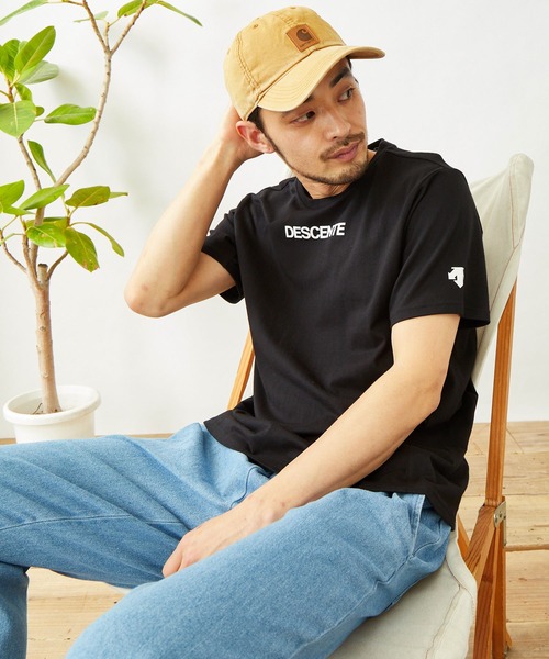 新品DESCENTE ラペル半袖Tシャツ  M DESCENTE（デサント） tシャツ ロゴデザイン ソフトコットン半袖T