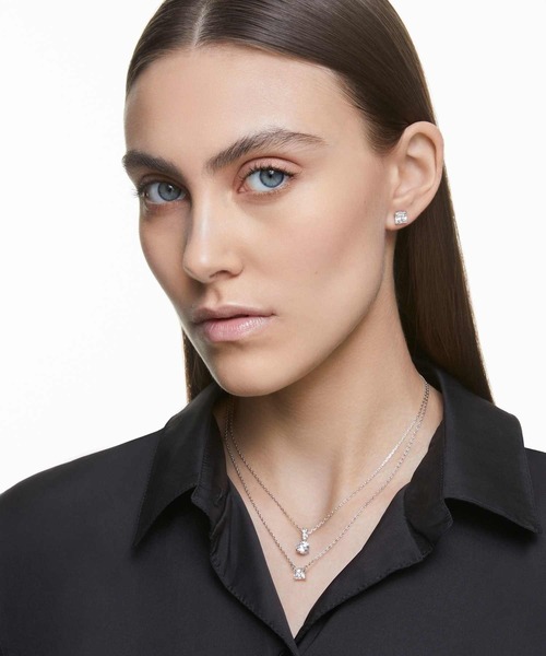 Swarovski Stilla ペンダント ネックレス Stilla ペンダント, ラウンドカット, ホワイト, ロジウム