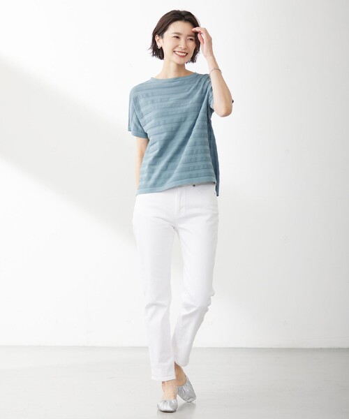 ニット セーター 「洗える・抗菌防臭」Pattern シャドーボーダー