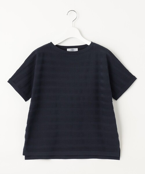 ニット セーター 「洗える・抗菌防臭」Pattern シャドーボーダー ニット Tシャツ レディース 洗える・抗菌防臭】Pattern シャドーボーダー ニット Tシャツ