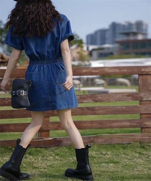 デニムミニワンピース Dream garden ワンピース デニムミニワンピース : ZOZOTOWN