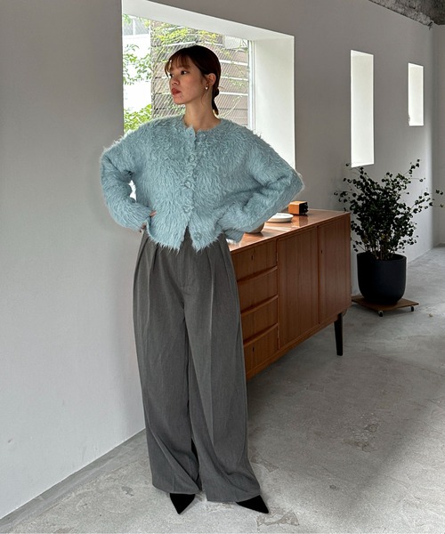 美品♡近年♡フォクシー アジュール ショート丈 カーディガン ブルー 38 美品♡近年♡フォクシー アジュール ショート丈 カーディガン ブルー 38