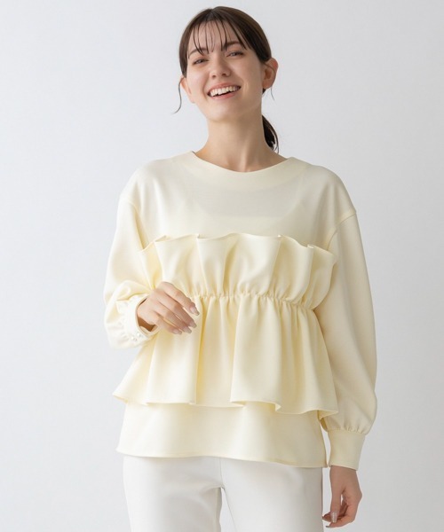 tシャツ 「SONO/ソーノ」フルールバンド ギャザープルオーバー レディース