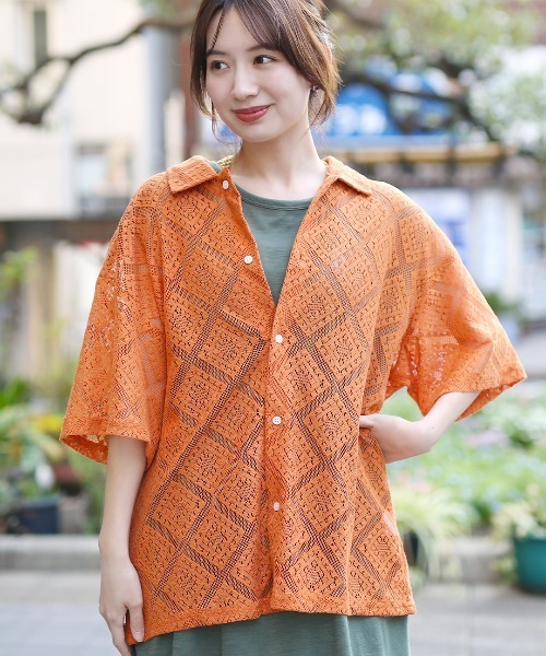 透かし編み半袖シャツ チチカカ シャツ 透かし編み半袖シャツ「ユニセックス」 メンズ