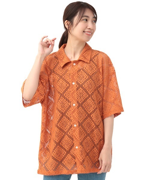 透かし編み半袖シャツ(M オフシロ): トップス｜Right-on公式