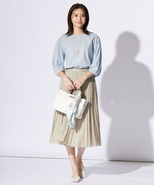 ブラウス シャツ 「洗える」BEZピンチェック ボリュームスリーブ ブラウス レディース J.PRESS ブラウス シャツ 「洗える」BEZピンチェック ボリューム