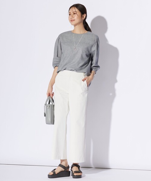 ブラウス シャツ 「洗える」BEZピンチェック ボリュームスリーブ ブラウス レディース J.PRESS ブラウス シャツ 「洗える」BEZピンチェック ボリューム