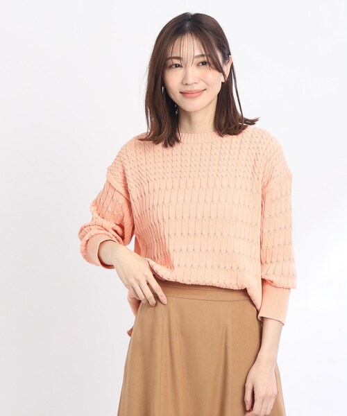 ニット セーター 「SALE／WEB限定カラーあり／洗える／セットアップ可」総柄ケーブルニット レディース Reflect / リフレクト 【SALE／WEB限定カラーあり／洗える