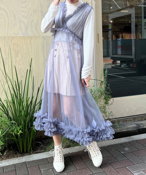 axes femme ワンピース レイヤード用チュールワンピース