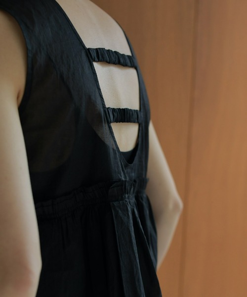 anuke タンクトップ ノースリーブ Sheer Peplum Tops レディース