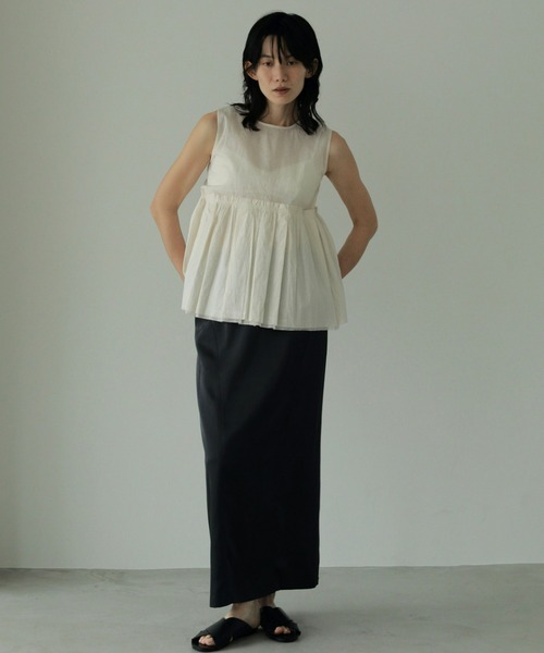 anuke タンクトップ ノースリーブ Sheer Peplum Tops レディース