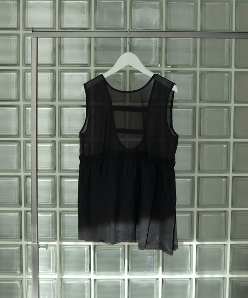 anuke タンクトップ ノースリーブ Sheer Peplum Tops レディース