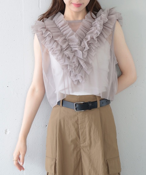 MAISON BREEZE ベスト ジレ 「MAISON BREEZE」チュールフリル