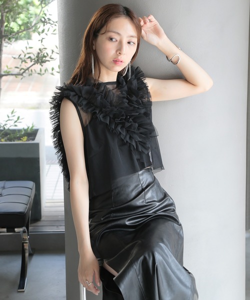 MAISON BREEZE ベスト ジレ 「MAISON BREEZE」チュールフリル
