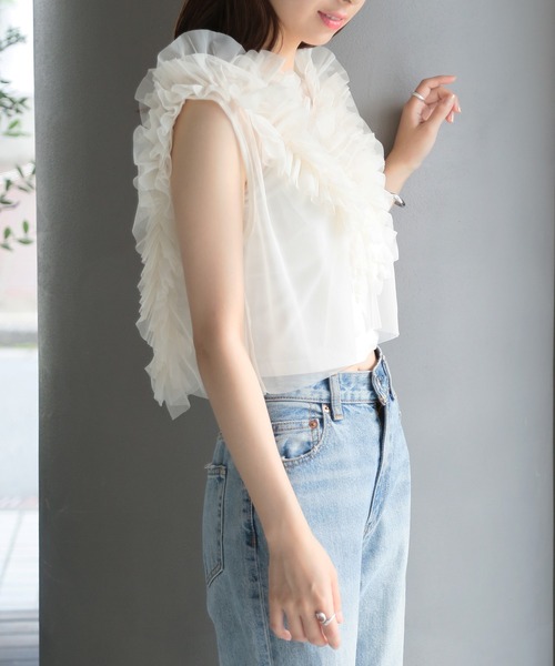 MAISON BREEZE ベスト ジレ 「MAISON BREEZE」チュールフリル