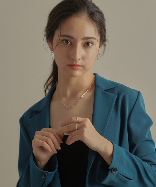 指輪 リング K10ダイヤモンド しのぎダイアゴナル リング レディースの画像