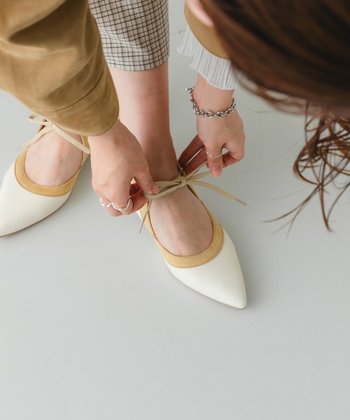 パンプス 「MADE IN JAPAN」チャンキーヒールリボンパンプスの画像