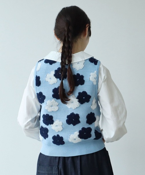 ベスト ジレ ●hana ジャカード  ニット ベスト レディース bulle de savon ベスト ジレ ○hana ジャカード ニット