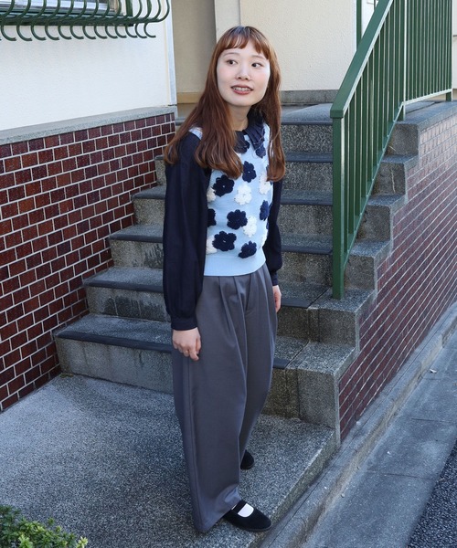 ベスト ジレ ●hana ジャカード  ニット ベスト レディース bulle de savon ベスト ジレ ○hana ジャカード ニット