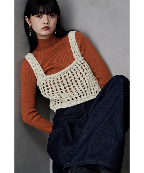 レア✨ 45R チューブヤーンかぎ針NO SLEEVE TOP ハンドニット レア✨ 45R チューブヤーンかぎ針NO SLEEVE TOP ハンドニット レア
