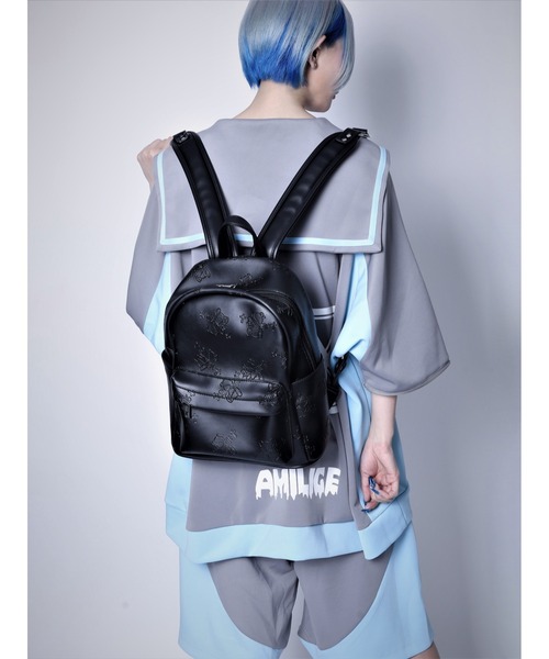 Amilige（アミリージュ） デイバック リュック くぎベア型押し総柄