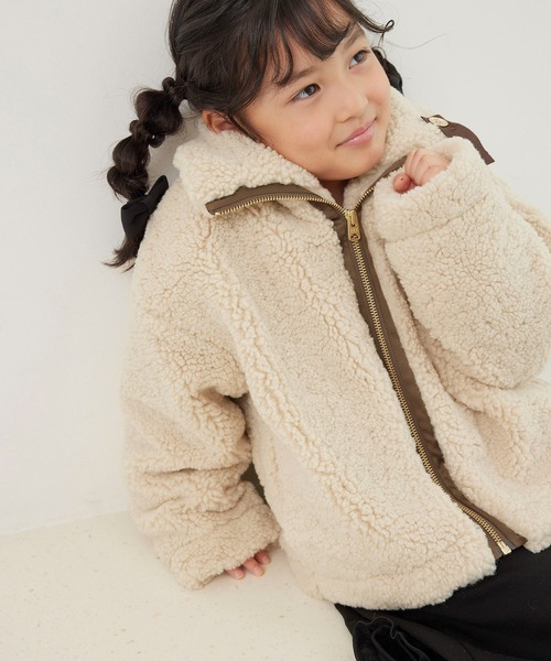 新品 140 ロペピクニック ファー切り替えムートンコート アウター ジャケット ROPE' PICNIC ムートンコート ボアコート 「KIDS」ボアコート