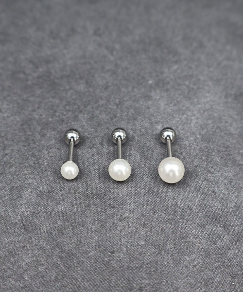4INT. ピアス パール ストレートバーベル ボディピアス 16G（片耳用